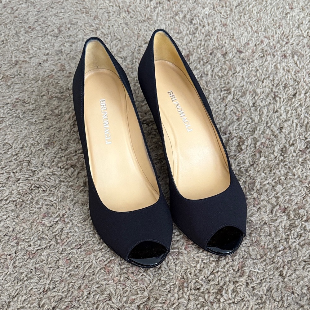 Bruno Magli Classic Black Peep Toe Heels